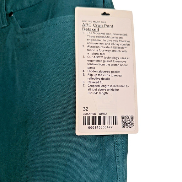 Lululemon ABC Cropped Pants Sz 32 Utilitech Fabric Relaxed Casual Preppy - Picture 2 of 9